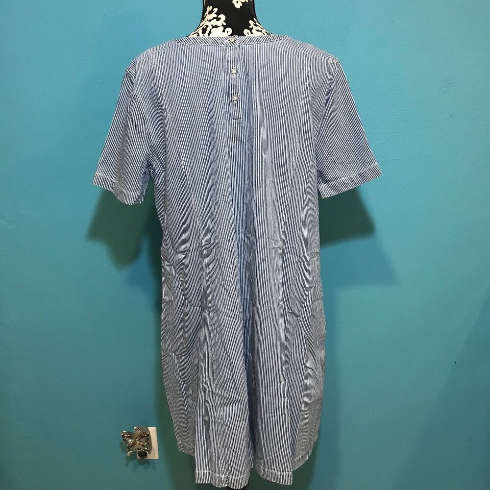 Caslon Woman's Blue & White Striped Denim Frock Dress EUC Large L Casual Career - Picture 7 of 13